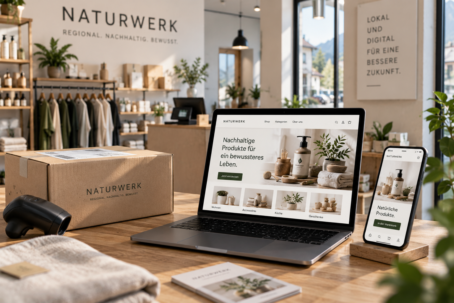 Lokales Geschäft verbunden mit einem professionellen Online-Shop